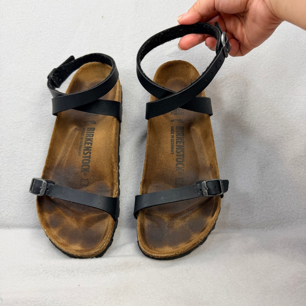 Birkenstock Yara Black Birko-Flor Ankle Strap Sandals Womens 38 L7 M5 Germany
